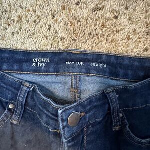 Crown & Ivy Women's Dark Blue Straight Leg Jeans